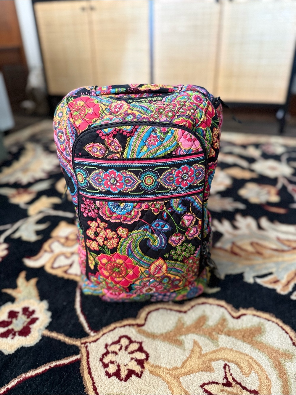 Vera Bradley Quilted Cotton Campus Laptop Backpack - Midnight Paisley